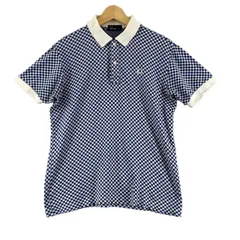美品 FRED PERRY フレッドペリー チェック 春夏 SS ポロシャツ コットン ホワイト メンズ L 市松模様【古着】【中古】【送料無料】