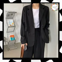 ダブル テーラードジャケット レディース 春夏 オシャレ 春アウター ベーシック スーツジャケット 長袖 ライトアウター 着やせ カーデガン 軽アウター 体型カバー 通勤OL 韓国 トップス 無地 春夏 羽織り ゆったり オフィスカジュアル 84YGL-002