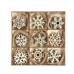 クリスマス オーナメント 飾り 45個 雪の結晶 木製スライス 木材チップ クリスマスツリー 飾り ペンダント 北欧 手作り DIY クリスマス デコレーション 小物 麻紐付き