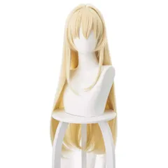 新品 Cnstone コスプレ ウィッグ 金髪 ロング ストレート 女装 仮装 耐熱ウィッグ フリーサイズ フルウィッグ 80cm かつら wig ネット付き コスプレ パーティー イベント