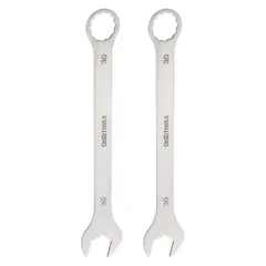 uxcell 2個 コンビネーションスパナ ラチェットレンチ 薄型スパナ メトリック 30mm ステンレススチール製 トルクスエンドボックス 15度オフセット オープンエンド シルバートーン