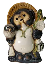 ふくろう持狸傘立 13号　（信楽焼き・陶器・傘立て・梅雨・雨・玄関・収納・B049-03）