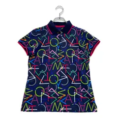 中古 レディース キャロウェイ Callaway 半袖ポロシャツ S 紺 ネイビー 総柄