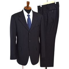 4XL061】GUCCI 3つボタン シングルスーツ L YA8 ブラック ストライプ ノータック 極 定番 人気 グッチ 通勤 営業 284BFT 合物 春秋 【中古】【メンズビジネス】202412