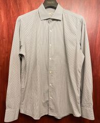 【BARNEYS NEWYORK 取り扱い】 MADE IN ITALY製 Giovanni Rosmini ギンガムチェック柄長袖シャツ グレー 40-15 3/4サイズ