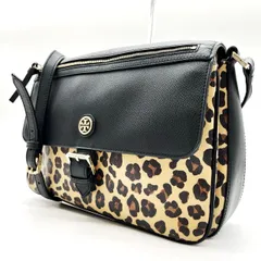 ✨良品✨ TORYBURCH トリーバーチ トートバッグ ハンドバッグ ショルダーバッグ フラップ レオパード柄 レザー 革 キャンバス ブラック 黒色 ブラウン 茶色 ユニセックス 男女兼用 メンズ レディース