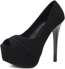 Coco&Mary(ココマリ) ハイヒール パンプス 美脚 オープントゥ フォーマル パーティー ピンヒール おしゃれ 靴 レディース 23.5cm(ブラック,  23.5～24.0 cm)