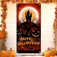 【新品】 Lausatek ハロウィン 飾り タペストリー 飾り付け 壁掛け 玄関 飾り ハロウィンバナー フォトポスター 写真背景 パーティー Happy Halloween タイプI（タペストリー単品）