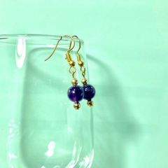 085 パープルアゲートの一粒ピアス 金属アレルギー対応 イヤカフ変更