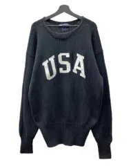 ラルフローレン RalphLauren POLO SPORT 90s USA LOGO COTTON KNIT ロゴ コットン ニット セーター 厚手 長袖 黒 セーター 刺繍 ブラック XLサイズ 104MT-1748