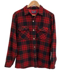 ペンドルトン PENDLETON  60's 60年代 オープンカラー ボードシャツ ウールシャツ 開襟 オンブレチェック vintage ヴィンテージ 長袖シャツ レッド Mサイズ 101MT-4190