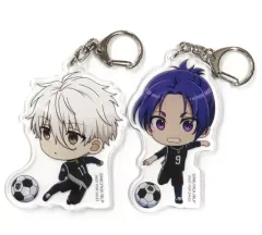 【中古】キーホルダー 御影玲王＆凪誠士郎 描き起こしちびキャライラスト使用アクリルキーホルダー2個セット 「Blu-ray ブルーロック 特装限定版 第3巻」 アニメイト購入特典