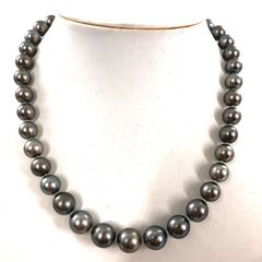 黒真珠 ブラックパール ネックレス リング セット 刻印 SILVER パール 8.1mm~11.7mm レディース アクセサリー【OE-998】