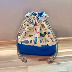 【お弁当袋】働く車  ✖️ ブルー　／  男の子　車　青