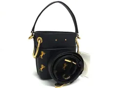 ■新品同様■ Chloe クロエ ロイ レザー ホース 馬 巾着型 2WAY クロスボディ ハンドバッグ ショルダー 斜め掛け ブラック系 FP7019