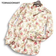 Y2K 00s★ TORNADOMART トルネードマート 通年 花柄 × ストライプ★ フラワー総柄 長袖 シャツ Sz.L　メンズ