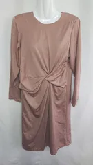 ◇ ⊂ closet story　クローゼットストーリー 長袖 膝丈 ワンピース サイズM ベージュ レディース E  【1409240040118】