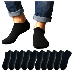 [Toré] 【トレ】 靴下 メンズ くるぶし 綿 厚手 耐久性 スポーツ 運動 10足セット 24-28cm 消臭 抗菌 快適 通気性 速乾 臭わない 春 夏 秋 冬 年中 無地 黒 ブラック