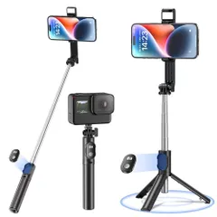 【迅速発送】自撮り棒 スマホスタンド自撮り棒 2023最新 三脚自撮り棒 安定性アップ じどり棒 iPhone Android対応 軽量 伸縮 ポータブル スマホ コンパクト セルカ棒 折りたたみ式 最大102cmリモコン付き 携帯スタンド 多機種対応 カメラ