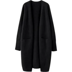 ☆ ブラック ☆ ロングカーディガン 襟なし ロングカーディガン レディース 長袖 おしゃれ きれいめ シンプル カーデ ロングカーデ 冷房対策 春秋 ゆったり 羽織り 無地 ビジネス オフィス 襟なし オフィスカジュアル やわらかい カジュアル 防寒