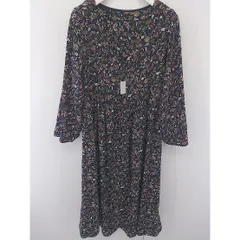 ◇ N. Natural Beauty Basic 総柄 長袖 ロング ワンピース サイズM ネイビー マルチ レディース  【中古】 【1203210003253】