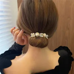 【人気商品】デフトバン お団子ヘアメーカー シニヨンメーカー リボン デフトバンド ヘアアクセ 88flix デフトバンド (真珠の花)