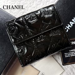箱付 CHANEL シャネル アイコン シンボルチャーム エナメル 長財布 