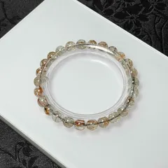 レア EU製 ★ゴールドスーパーセブン★パワーストーン ブレスレット 天然石 原石 綺麗 お守り ギフト 6.8-7.2mm ZB8206