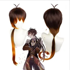 即日発送 原神 鍾離 ウィッグ 原神 コスプレ ショウリ 鍾離 ウィッグ