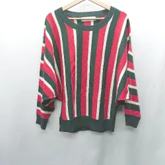 ◇ ⊇ Loytaa ストライプ柄 長袖 ニット セーター サイズ表記なし レッド グリーン ホワイト レディース E  【1502060007047】