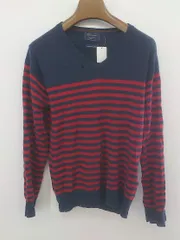 ◇ nano universe The 1st. Floor ボーダー 長袖 ニット セーター サイズS ネイビー レッド レディース P  【1301190014037】