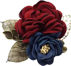 A'sTool コサージュ 入学式 卒業式 卒園式 フォーマル スーツ ブローチ 結婚式 上品 ピン クリップ 2way 真紅レッド＆濃紺( 真紅レッド＆濃紺)