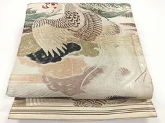 平和屋着物■アンティーク　大正ロマン　丸帯　立波鳳凰文　引き抜き帯　正絹　逸品　CAAY5395nb