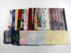 セリーヌ/イヴサンローラン/イッセイミヤケ他 ハンカチ 19点セット 花柄 リボン等 ブランド まとめて 大量 レディース 【中古】