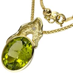【祢津 新/Arata Nezu】 ペリドット 3.27ct ダイヤモンド 0.02ct ネックレス K18ゴールド 18金  8.4g 50cm レディース 【中古】【真子質店】【NN】