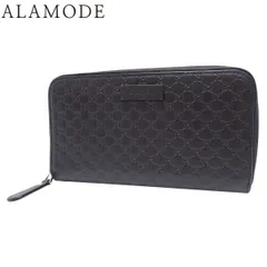 GUCCI(グッチ) マイクログッチ シマ  ラウンドファスナー長財布 ロングウォレット ジップウォレット 小物 グッチシマレザー ブラック黒 ゴールド金具 449391 ユニセックス 40802152842【中古】【アラモード】