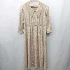 ◇ ⊇ ems excite エムズエキサイト チェック柄 七分袖 膝下丈 ワンピース サイズF ブラウン系 レディース E  【1412260044042】