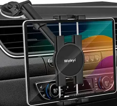 【在庫処分】Woleyi タブレットホルダー 車載 ダッシュボード用 粘着ゲル吸盤式 交換可能な吸盤ベース 運転席 タブレットスタンド 4-13インチ全機種対応 トラック iPad/携帯マウント 伸縮アーム 360度回転 簡単取付 日本語説明書付き 厚のサムネイル