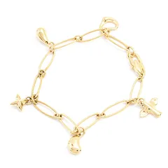 ティファニー ブレスレット レディース 5Pチャーム オーバルリンク エルサペレッティ イエローゴールド 750YG TIFFANY 中古