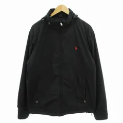 ポロ ラルフローレン POLO RALPH LAUREN ジップアップブルゾン ジャケット フード ロゴ刺繍 裏地 キルティング L 黒 ブラック /FF