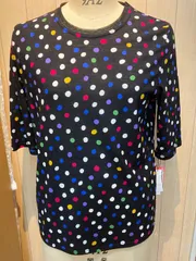 日本製　レディース、ミセスファッション、トップス、プルオーバー、カットソー、春、夏、秋、薄手　綿１００％　五分袖Ｔシャツブラウス　やや大きいサイズ！　（税込み　5478円）4,980円の商品