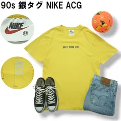 90s ヴィンテージ 銀タグ ナイキ NIKE ACG ロゴ プリント Tシャツ クルーネック  M イエロー スポーツ アウトドア カジュアル ウェア メンズ