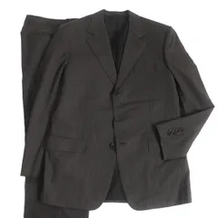 良品□LOUIS VUITTON/ルイヴィトン ストライプ ウール100％ シングルスーツ 上下セットアップ グレー 48 イタリア製 正規品 ハンガー付きのサムネイル