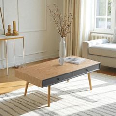 北欧風 センターテーブル ウォールナット 100cm 引出付 完成品【新品