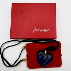 【美品】 Baccarat バカラ クリスタル ロイヤルブルー ハートペンダント 【238】