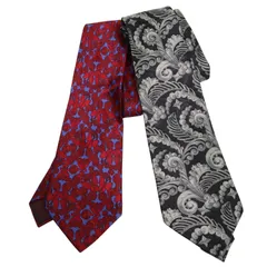 フランス製★ 2本セット LANVIN PARIS ランバン パリ シルク100％ 総柄★ ネクタイ Sz.F メンズ