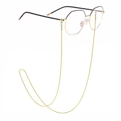 [mefeny] メガネチェーン メガネストラップ マスクチェーン グラスコード チェーン 眼鏡チェーン おしゃれ 錆びない 金具 首掛け 70cm メガネ小物 スネークチェーン 丈夫 男女兼用（ゴールド） 1