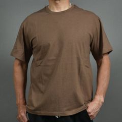 ブラウン/Lサイズ サンプル品/難ありアウトレット クルーネック半袖コットンＴシャツ メンズ 春 夏 カットソー クルーネック パシャ売り S-S
