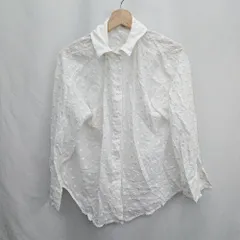 ◇ ⊂◎ ZARA ザラ ドット柄 綿 長袖 シャツ サイズL ホワイト レディース E  【1412090020032】