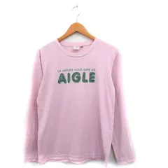 エーグル AIGLE カットソー Tシャツ 長袖 ロゴ 文字 M ピンク /KT12